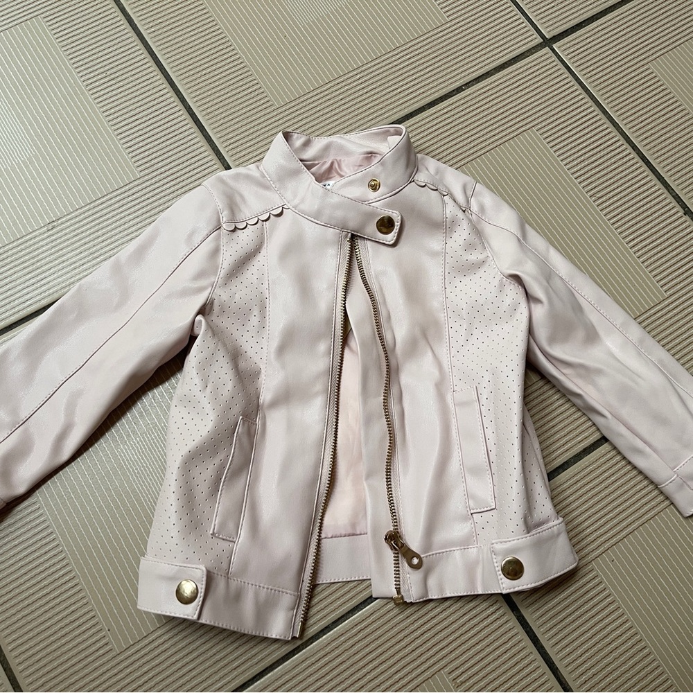 NWT Max Studio pink scalloped faux leather jacket